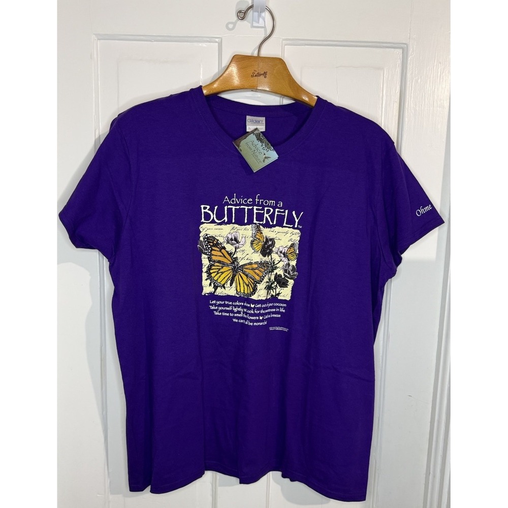 Advice From Nature - Butterfly-  Purple T-shirt Womens XL NWT - Ohme Gardens